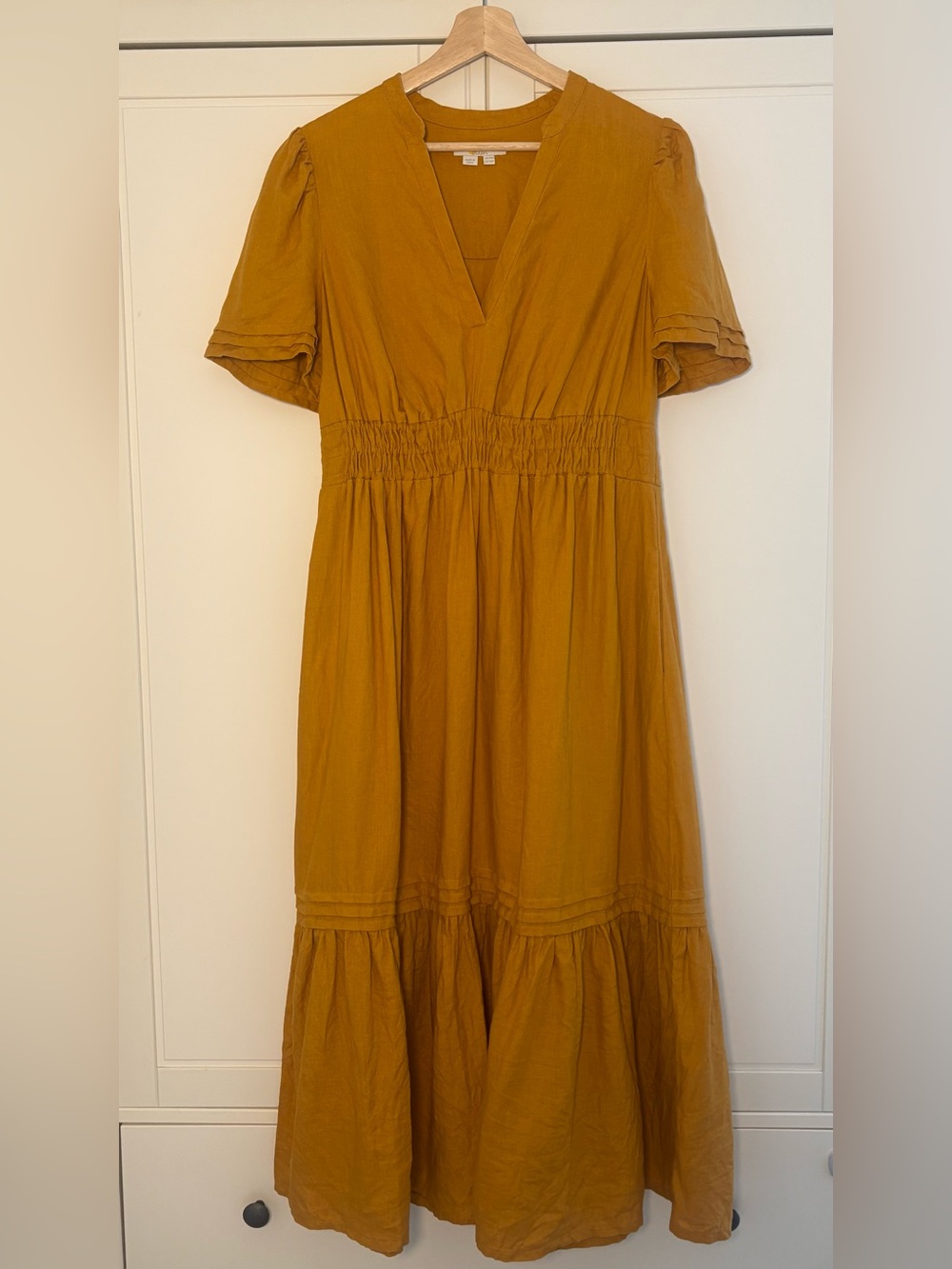 Boden 100% Linen Tiered Midi Dress size 10